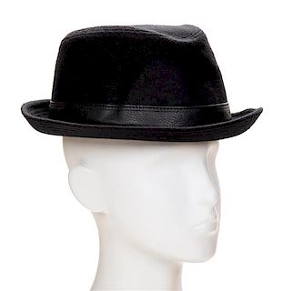 An Hermès Black Cashmere Men's Funk Hat, Size 61.