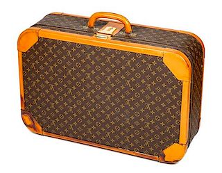 * A Louis Vuitton Stratos Monogram Canvas Soft Sided Suitcase, 27.5" L x 17.75" H x 8.25" D; Handle drop: 2".