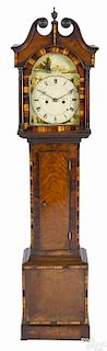 Miniature Scottish tall case clock, ca. 1800, having an eight-day movement with a painted face