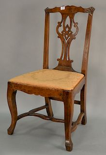 Georgian mahogany side chair with stretcher base.