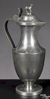 German pewter communion flagon, 19th c., bearing the touch of Friederich August Wolff of Heilbronn