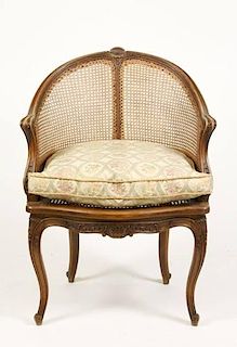 French Louis XV Style Caned Bergere Chair