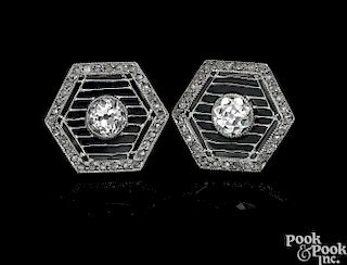 Platinum diamond filigree earrings
