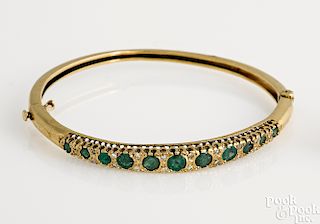 14K yellow gold emerald bracelet
