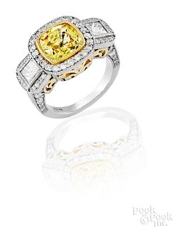 14K white gold sapphire and diamond ring