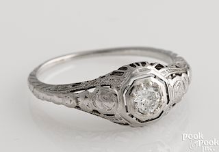 18K white gold Edwardian style diamond ring