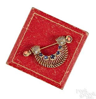 18K gold Cartier sapphire and diamond brooch