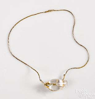 18K yellow gold Steuben glass rosebud pendant