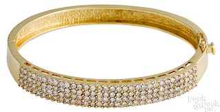 14K yellow gold diamond bangle bracelet