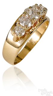 14K yellow gold five-stone diamond ring