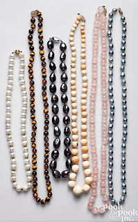 Six semi-precious beaded necklaces
