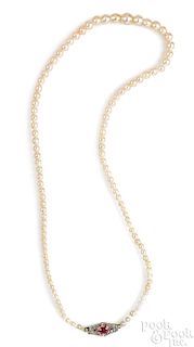 18K and 14K gold natural pearl necklace