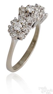 18K white gold diamond flower cluster ring