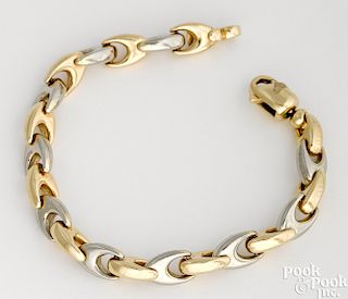 14K white and yellow gold link bracelet