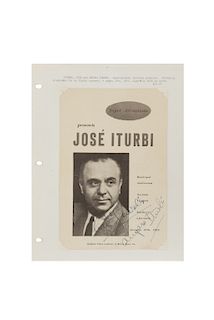Iturbi, José - Iturbi, Amparo. Programa para un Concierto de Piano. Estados Unidos, ca. 1952. 22.8 x 15. 5 cm. Firmas.