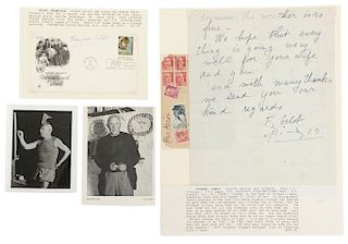 Picasso, Pablo - Gilot, Françoise. Carta Dirigida a John Kanelous / Sobre. Firmas de Pablo Picasso y Françoise Gilot. Piezas: 5.