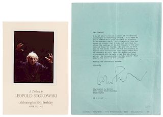 Stokowski, Leopold. Carta Mecanografiada Dirigida a Maurice J. Speiser / Programa, Tributo a Leopld Stokowski, 1972. Piezas: 2.