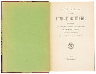 Constitución Política de los Estados Unidos Mexicanos. México, 1911 - 1914. Tres obras en un volumen. Encuadernado en pasta dura.