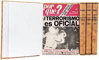 Menéndez Rodríguez, Mario (Director). Por Qué? Revista Independiente. México, 1969. Nos. 27 - 78 en cuatro volumenes, Piezas: 4.