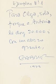 García Márquez, Gabriel. La Mala Hora / Siete Cuentos (Firmado y dedicado por el autor). Barcelona/México, 1971/1972. Pzs:2.