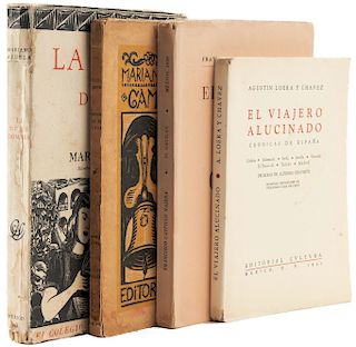 Silva y Aceves, M.; Castillo Nájera, Fco.; Loera y Chávez, A.; Azuela, Mriano. 4 libros con ilustraciones de Francisco Díaz de León.
C