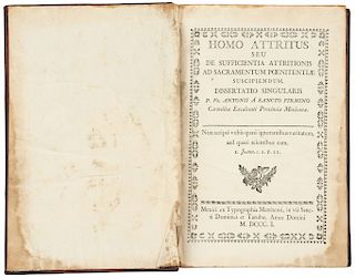 Sancto Firmino, Antonii Á. Homo Attritus seu de Sufficientia Attritionis ad Sacramentum Poenitentiae... Mexici, 1801.