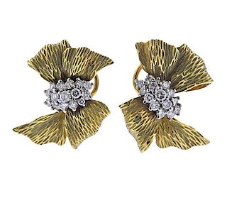 18k Gold Diamond Bow Earrings
