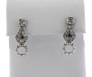 Art Deco 18K Gold Diamond Earrings Setting