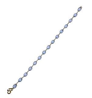 14K Gold Blue Stone Bracelet