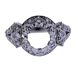 Art Deco Platinum Diamond Engagement Ring Mounting 