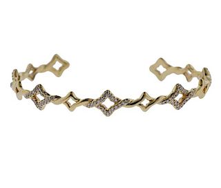 David Yurman Quatrefoil 18k Gold Diamond Bracelet 