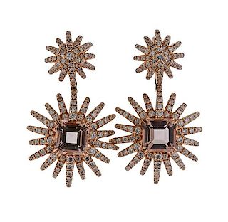 David Yurman Starburst Diamond Morganite 18k Gold Earrings 
