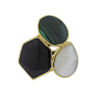 Ippolita Rock Candy Sera Malachite Onyx MOP 18k Gold Ring 