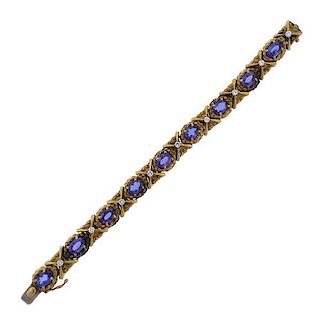 18K Gold Diamond Tanzanite Bracelet