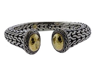 John Hardy Palu 22K Gold Silver Cuff Bracelet