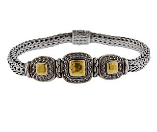 John Hardy 22K Gold Silver Diamond Bracelet