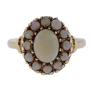14K Gold Opal Halo Ring