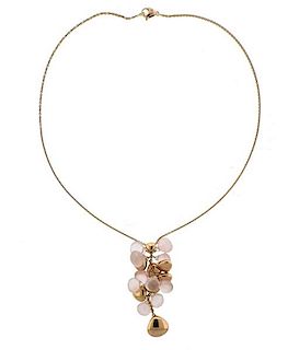 Marco Bicego 18k Gold Rose Quartz Pendant Necklace