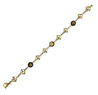 David Yurman 18K Gold Color Stone Logo Bracelet