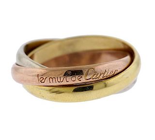 Cartier Trinity 18k Tri Color Gold Band Ring Sz 51