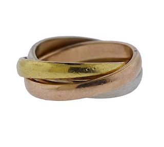 Cartier Trinity 18k Tri Colow Gold Band Ring 