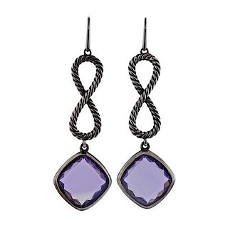 David Yurman Sterling Purple Stone Dangle Earrings