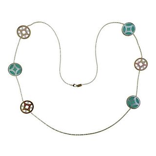New Ippolita Rock Candy Turquoise Isola 18k Gold Station Necklace 
