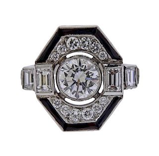 Platinum Diamond Onyx Ring