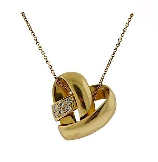Van Cleef &amp; Arpels VCA Diamond Gold Heart Pendant Necklace