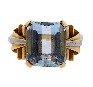 Retro 18K Gold Aquamarine Ring