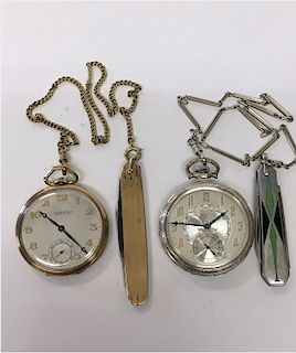 2 POCKET WATCHES ,1- 14KT YELLOW GOLD ULYSSE
