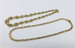 2- 14KT YELLOW GOLD ITALIAN CHAIN NECKLACES