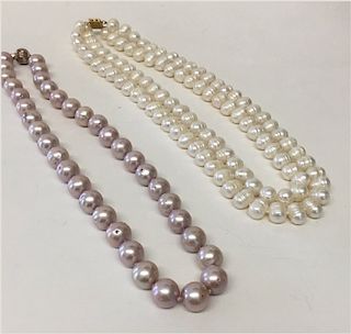 2 STRANDS OF PEARLS: DOUBLE STRAND BAROQUE 8 1/2