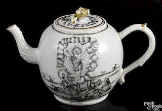 Chinese export porcelain Ascension teapot, ca. 1745, painted in grisaille, 4 3/4'' h.